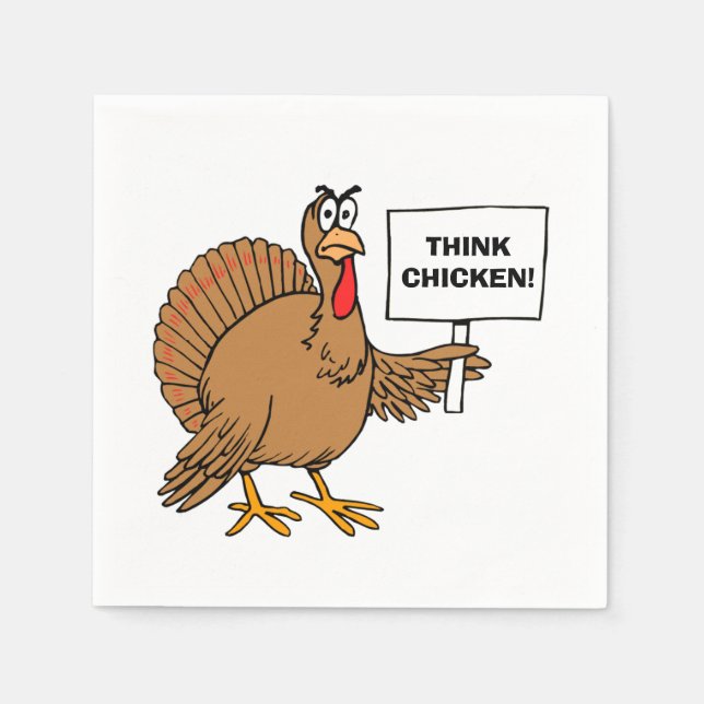 Funniest Christmas Turkey Joke Think Chicken Napkins (Front)