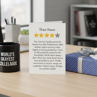 Funning leaving co worker 4 stars card