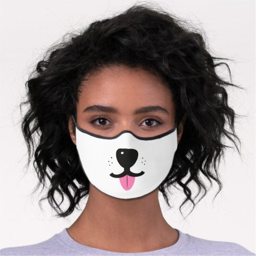 Funnny Dog face with nose and tongue pet lover Premium Face Mask