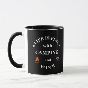 Funnt camping and wine sayings mug