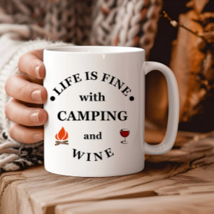 Funnt camping and wine sayings mug