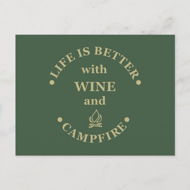 Funnt camping and wine sayings postcard (Front)
