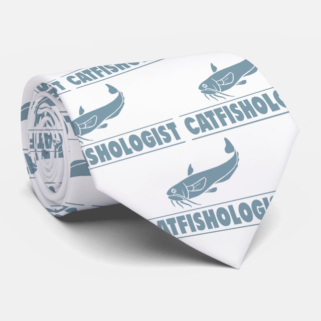 Funnu Catfish -ologist | Fishing, Cooking, Eating Neck Tie (Rolled)