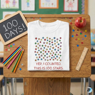 Funny 100 Days Of School Yep I Counted 100 Stars T-Shirt
