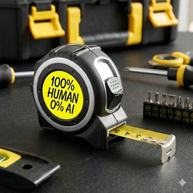 Funny 100% Human 0% AI Tape Measure (Funny 100% Human 0% AI Measuring Tape Cover Photo)