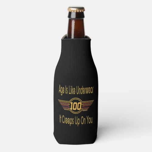 Funny 100th Birthday Gifts Age is like underwear Bottle Cooler