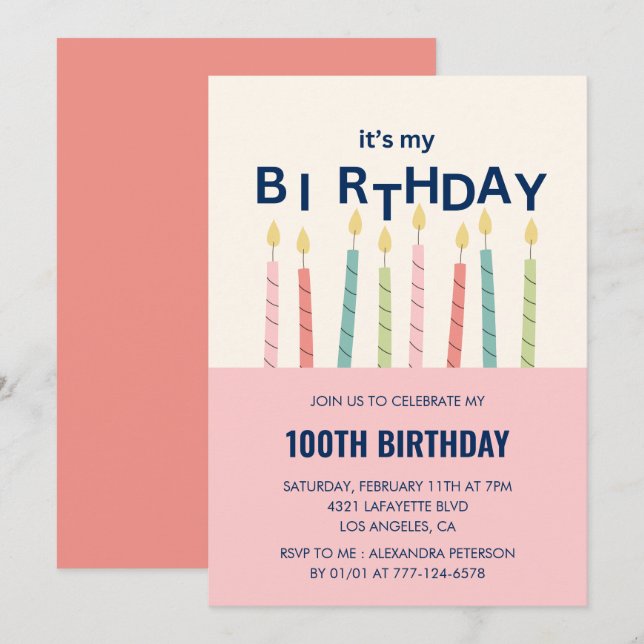 Funny 100th birthday invitations Birthday Candle (Front/Back)