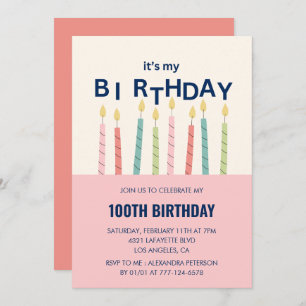 Funny 100th birthday invitations Birthday Candle