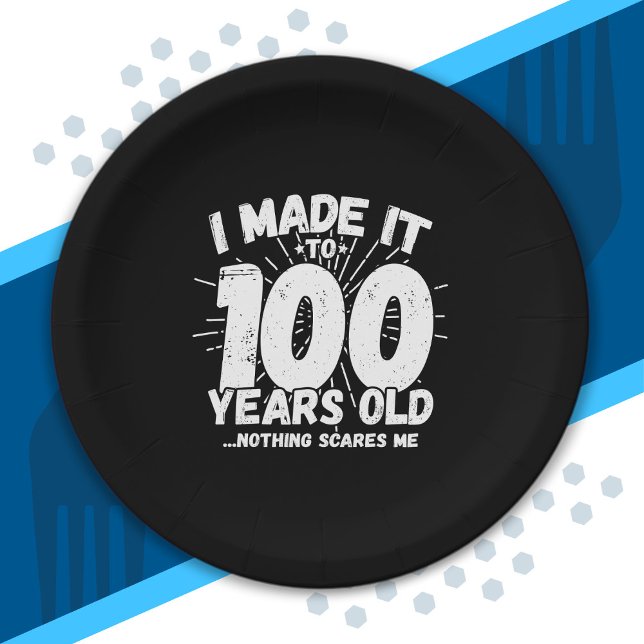 Funny 100th Birthday Quote Sarcastic 100 Year Old Paper Plates (Creator Uploaded)