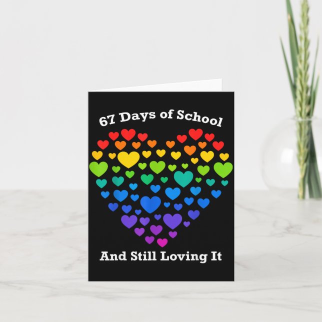Funny 100th Day Of School Shirt Teacher Heart Vale Card (Front)