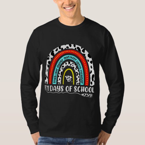 Funny 101 Days Of School Dog Lover Leopard Rainbow T_Shirt