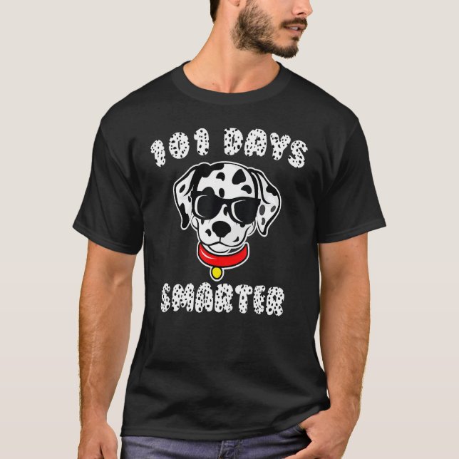 Funny 101 Days Smarter Dalmation Dog T-Shirt (Front)