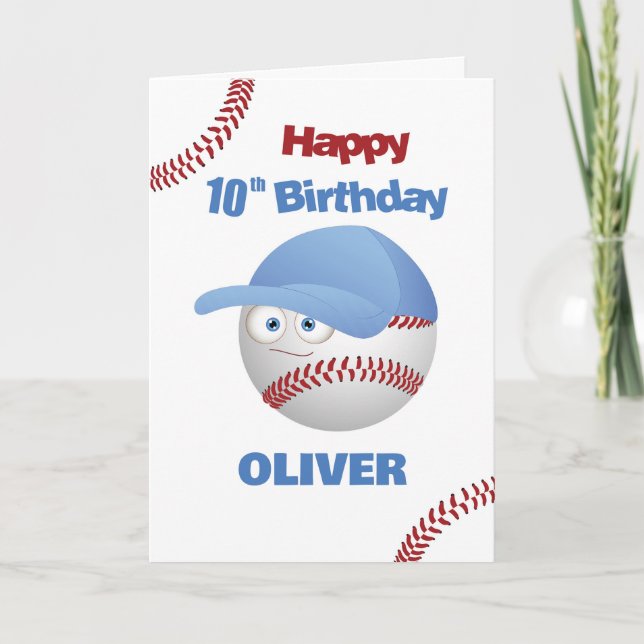 Funny 10th Birthday Baseball Theme Card (Front)