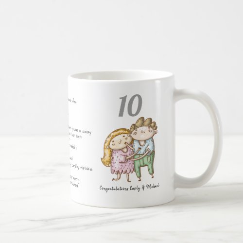 FUNNY 10th Wedding Anniversary Couple Customized Coffee Mug