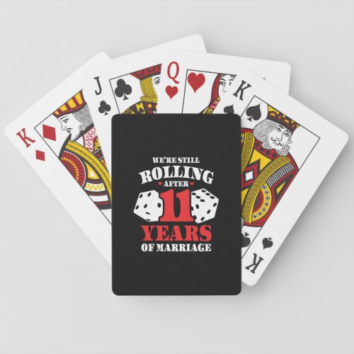 Funny 11th Anniversary Couples Married 11 Years Poker Cards