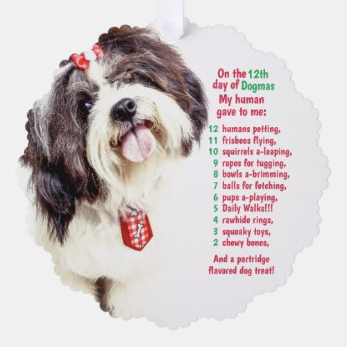 Funny 12 Days of Christmas Dogmas  Ornament Card