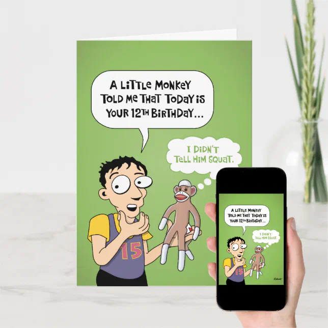 Funny 12th Birthday Card | Zazzle