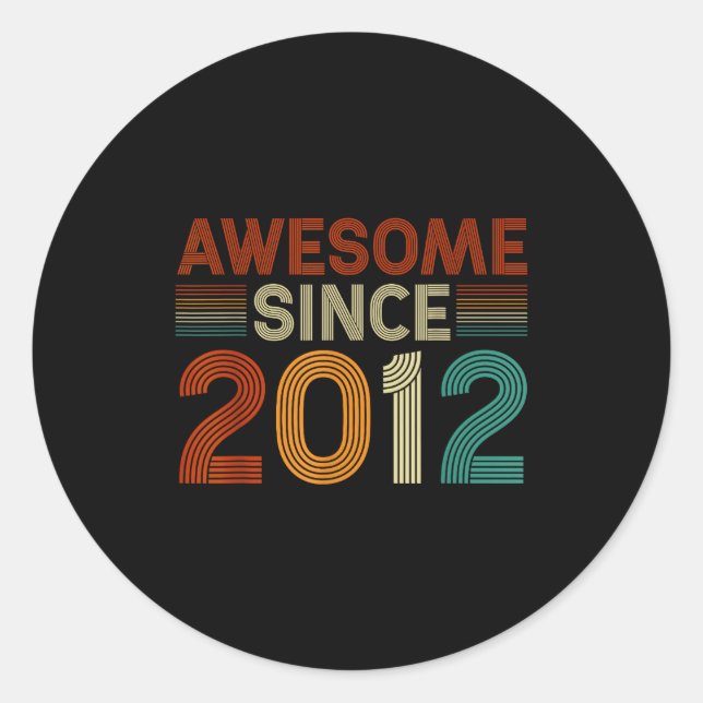 Funny 13 Year Old Awesome Since 2012 Birthday Son  Classic Round Sticker (Front)