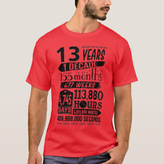 Funny 13th Birthday 13 Year Old n Sign Gag Gift T-Shirt