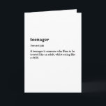 Funny 13th Birthday | Thirteen Teenager Card<br><div class="desc">Funny 13th birthday greeting card to celebrate a child becoming a horrible teenager. Dictionary design explaining the meaning of the word "teenager /tee-nei-jah A teenager is someone who likes to be treated like an adult,  whilst acting like a child."</div>