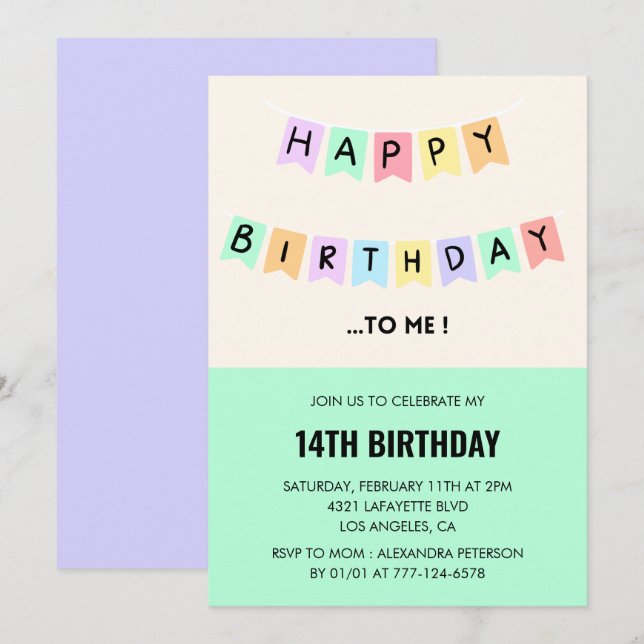  Funny 14th birthday invitations Happy Birthday (Front/Back)