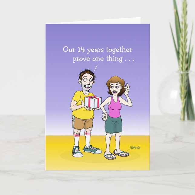 Funny 14th Wedding Anniversary Card (Front)