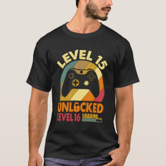 Funny 15 Years Old Gamer Vintage Retro Level 15 Un T-Shirt