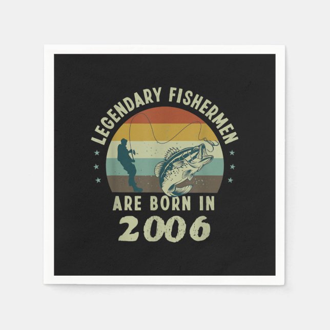 Funny 15th Birthday Fishing Gift for 15 Years Napkins (Front)