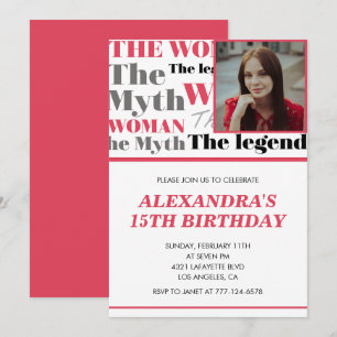 Funny 15th birthday invitation Photo Myth Legend