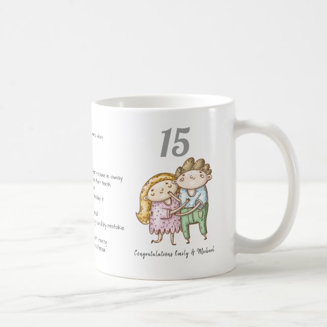 FUNNY 15th Wedding Anniversary Couple Customized Coffee Mug (Right)
