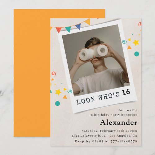 Funny 16th birthday invitations Men Fun Photo