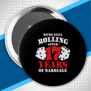 Funny 17th Anniversary Couples Married 17 Years Button