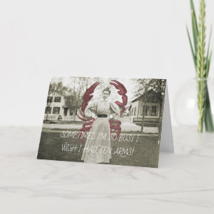 FUNNY 1890 LOBSTER WOMAN TEN ARMS MOTIVATION CARD