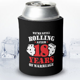 Funny 18th Anniversary Couples Married 18 Years Can Cooler