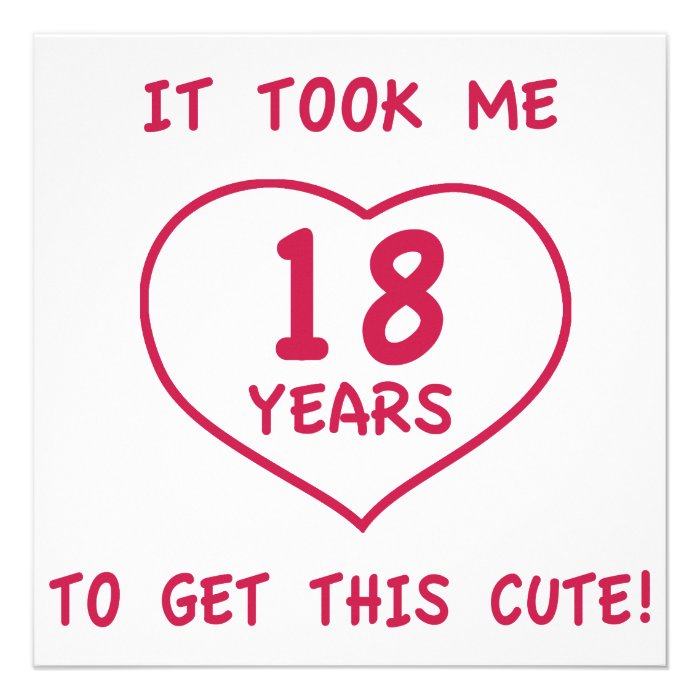 Funny 18th Birthday Gifts (Heart) Personalized Invitations