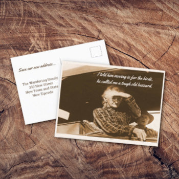 Funny 1930s Hillbilly Couple Moving Announcement Postcard by Shellibean_on_zazzle at Zazzle