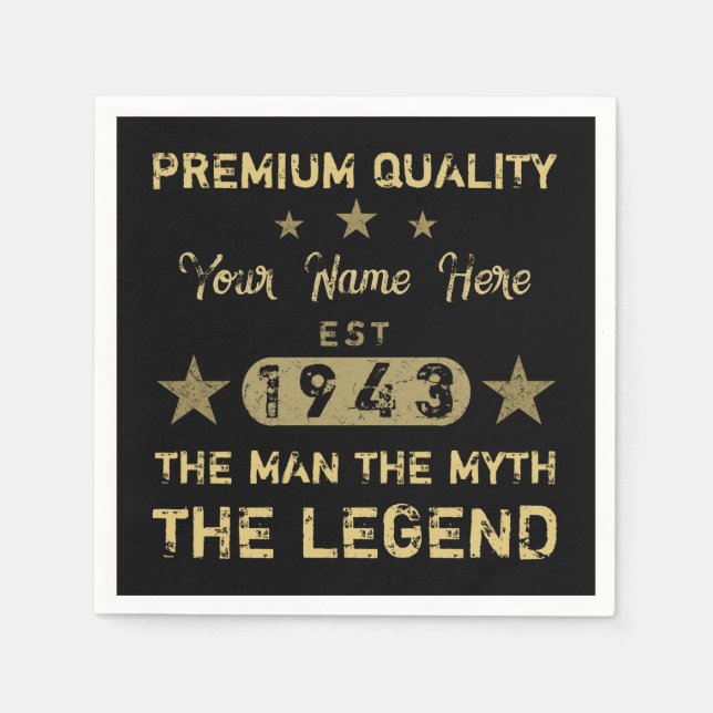 Funny 1943 Birthday Man Myth Legend Napkins (Front)