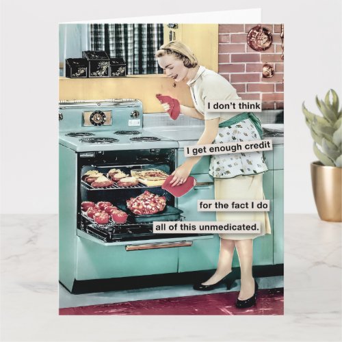 Funny 1950s Housewife Cooking Card