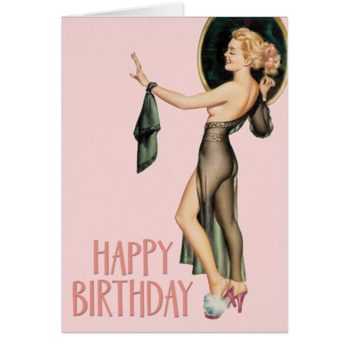 Funny 1950s Pin_Up Girl Birthday Card