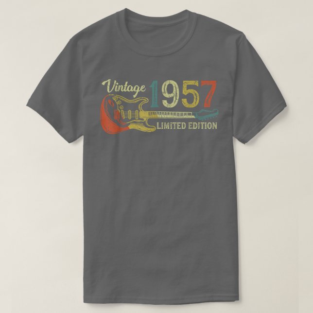 Funny 1957 birthday gift for men Guitar Lover 65th T-Shirt (Design Front)