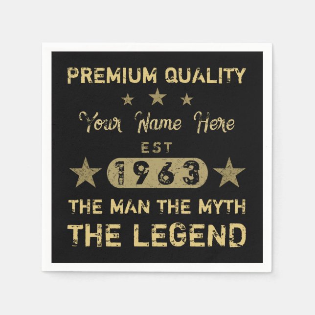 Funny 1963 Birthday Man Myth Legend Napkins (Front)