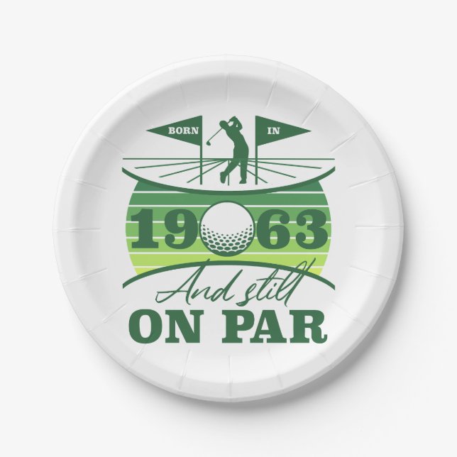 Funny 1963 Golfer 60th Birthday Paper Plates (Front)