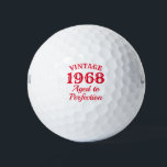 Funny 1968 Aged to perfection 50th Birthday Golf Balls<br><div class="desc">Funny 1968 Aged to perfection 50th Birthday golf ball gift set. Retro style typography template with year of birth. Personalized golf balls with funny quote. Add your own humorous quote, saying or custom name. Cute golfing gift ideas for him and her. Fun golfer presents for fiftieth Birthday party, Fathers day,...</div>