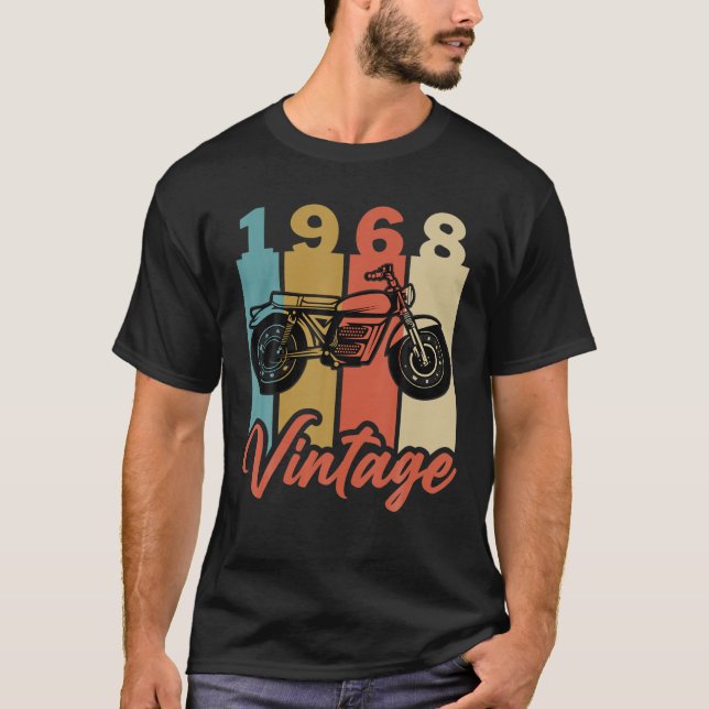 Funny 1968 Birth Year Vintage Retro Motorcycle Bir T-Shirt (Front)