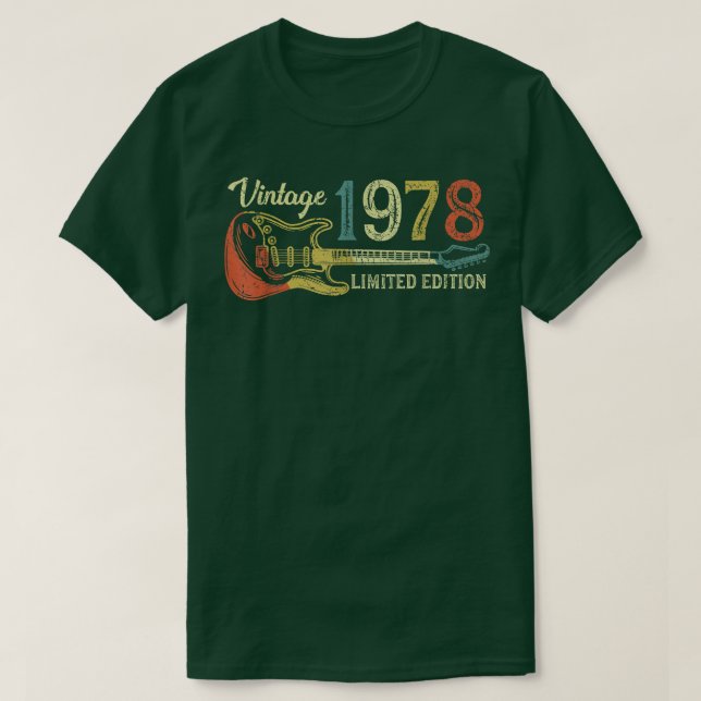 Funny 1978 birthday gift for men Guitar Lover 44th T-Shirt (Design Front)