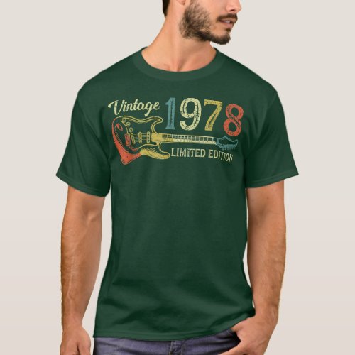 Funny 1978 birthday gift for men Guitar Lover 44th T_Shirt