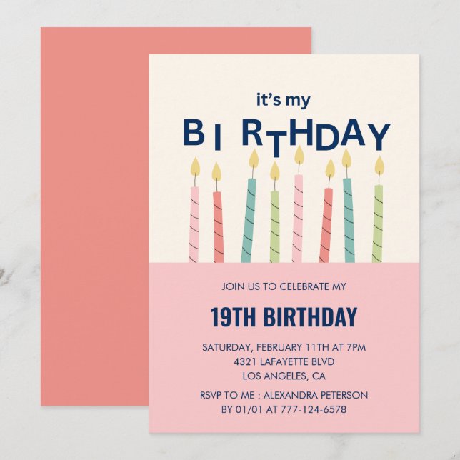 Funny 19th birthday invitations Birthday Candle (Front/Back)