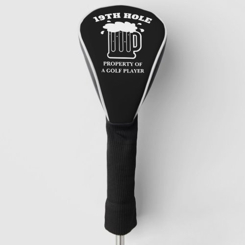 Funny 19th Hole golf driver cover gift for men
