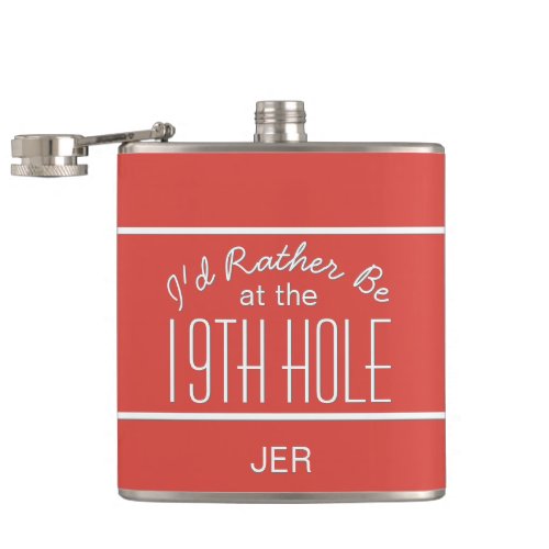 Funny 19th Hole Golfer Sports Monogrammed Drink Flask
