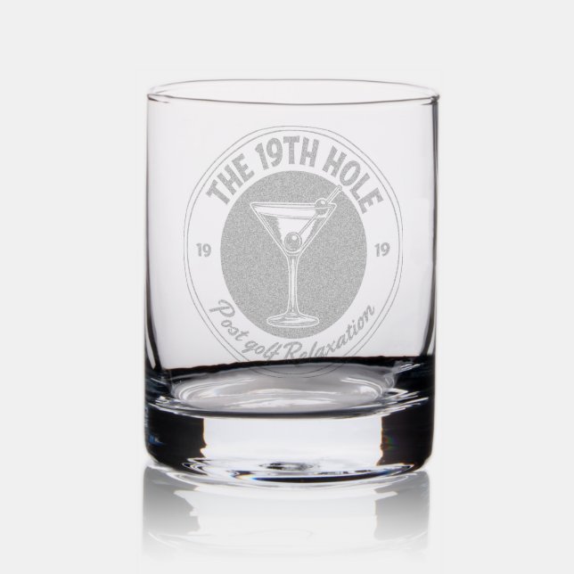 Funny 19th Hole Post Golf Relaxation Gift Etched Rocks Glass (Glassware)
